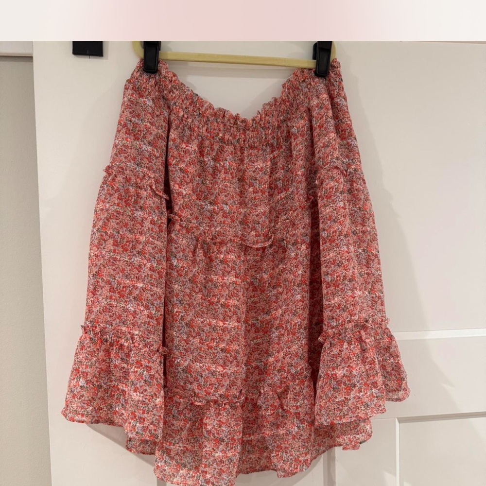 Skies Are Blue A-Line Floral Skirt - Red and White